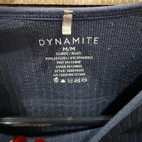 Dynamite Navy Blue Fitted Athletic Long Sleeve Top - Image 2
