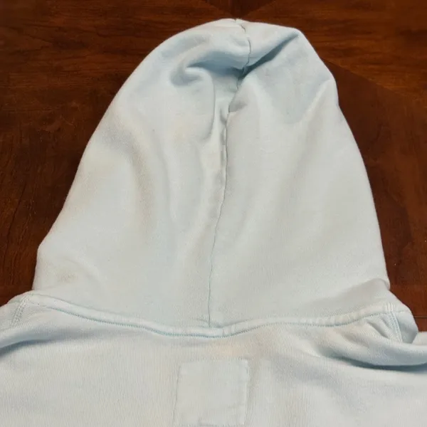 Aerie Hoodie Women S Light Blue Oversized Raw Hem V-Neck Sweatshirt - Image 12