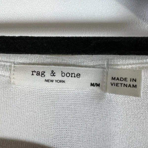 Rag‎ & Bone Open Back Long Sleeve White Top Size Medium Lightweight Designer - Image 4