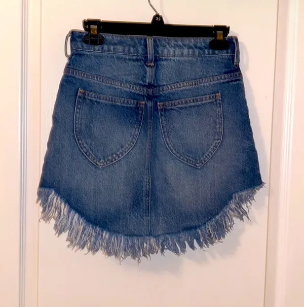 We The Free (Free People) Frayed Bailey Denim Mini Skirt - Image 2