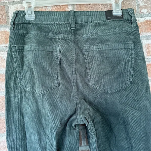 American Eagle Mom Straight Corduroy Pants Size 4 Teal Green 90s Retro Indie - Image 6