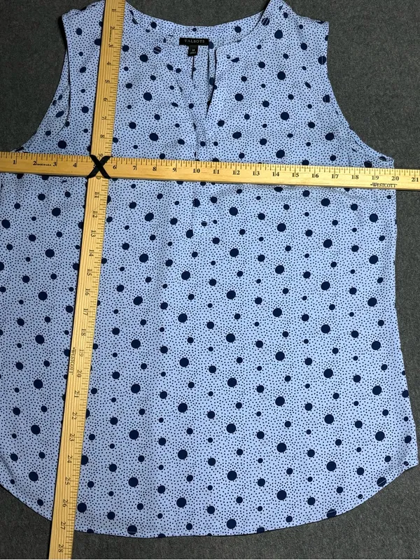 Talbots Light Blue And Navy Sleeveless V-Neck Polka Dot Tunic Size M - Image 3