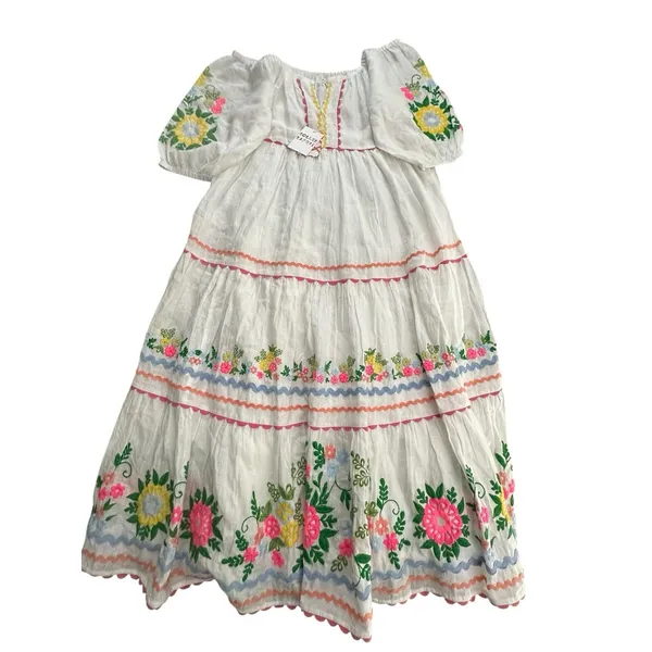 Roller Rabbit Embroidered Maxi Dress XL 100% Linen Maxi Lined Floral‎ NWT #RR-30 - Image 2