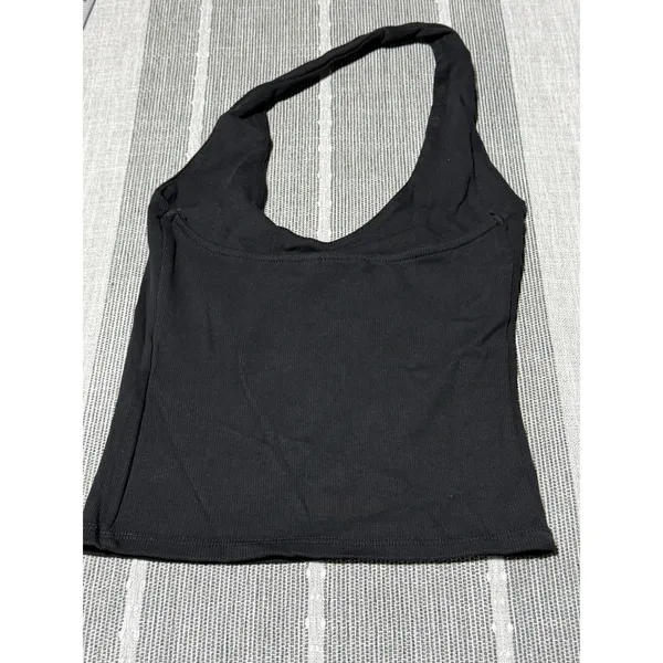 Zara Womens‎ Small Black Ribbed Halter Neck Crop Top Sleeveless Stretch Tank - Image 5