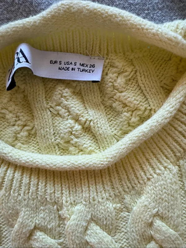 Zara Pale Yellow Cable-Knit Cropped Vest - Image 3
