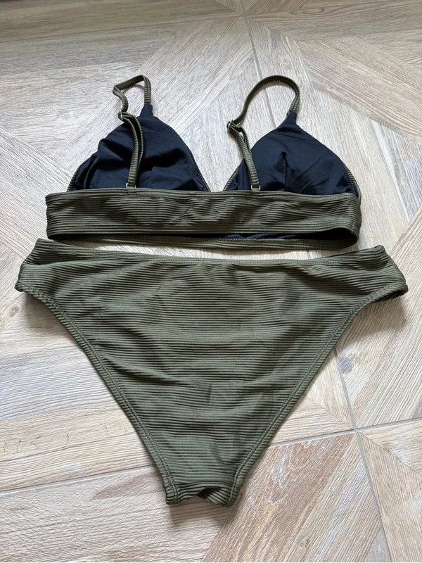 CUPSHE Army Green Triangle Bikini Set Size Large Beach Vacation Style CYY1086 - Image 2