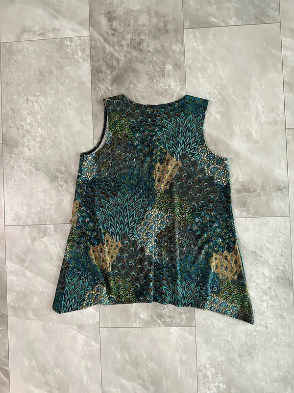 Per Siption Shirt Size M Women's Tunic Geometric Jersey Stretch Boho Summer Bead - Image 9