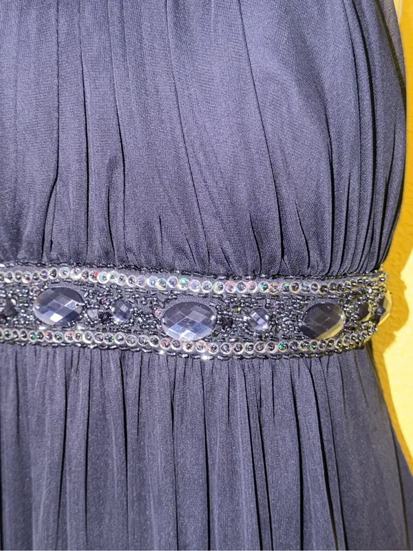 Xscape Black Halter Maxi Dress with Beaded Waist - Image 8