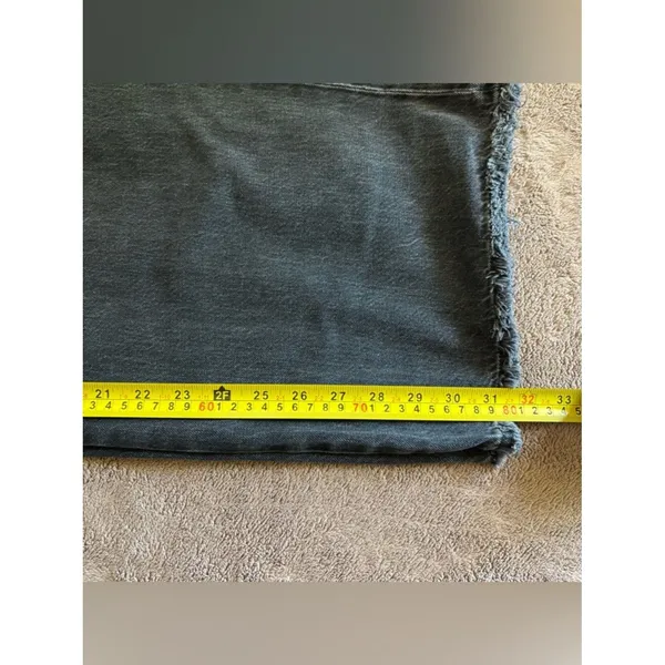 American Eagle Wide Leg Cargo Jeans Black High Rise Raw Hem 16 Long - Image 9