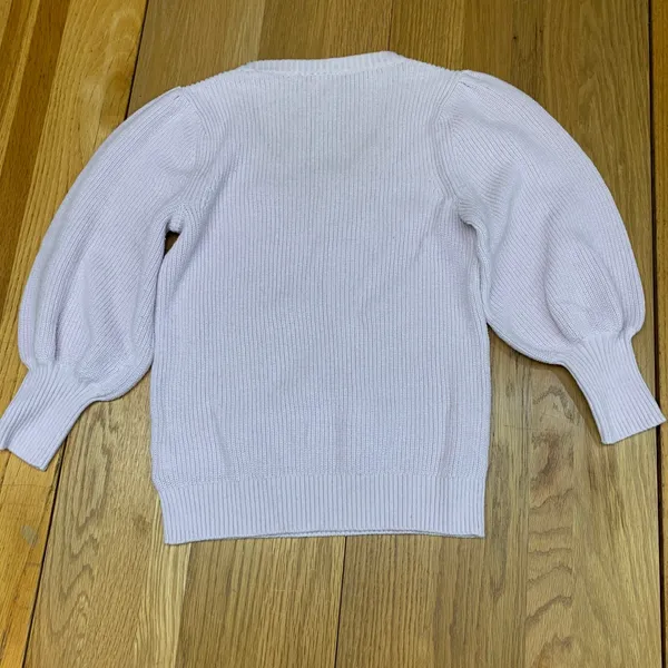 GAP Women Lilac Purple‎ Cotton Ribbed Puff Sleeve Scoop Neck Sweater Size XS - Image 4