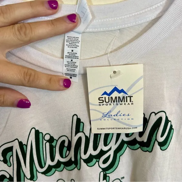 Bella Canvas White Michigan State Crop‎ Top Medium NWT - Image 3
