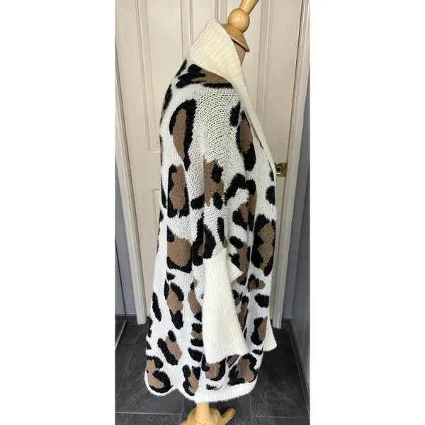 Animal Leopard Print Cozy Long Line Cardigan Sweater Soft Comfy‎ - Image 4
