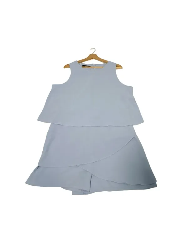 Dokotoo Womens XL Blue Layered Romper Sleeveless Flowy Resort Summer - Image 4