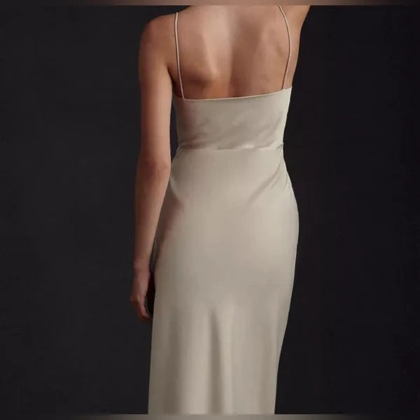 BHLDN Anthropologie Tank Top Maxi Dress Gown Freya Satin‎ Charmeuse Slit Formal - Image 2
