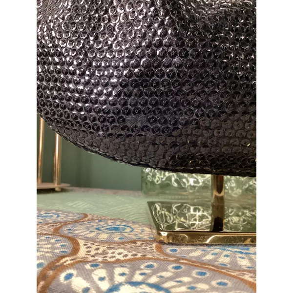 Giannini Black Sequin Hobo Shoulder Bag‎ with Scarf Accent Faux Leather Strap - Image 4