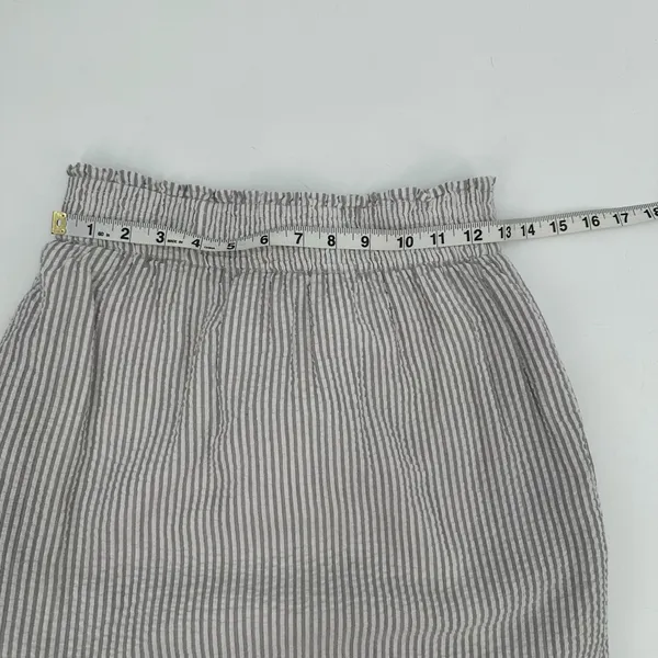 TULIP B Skirt Womens M Gray White Stripe Seersucker Mini Pockets Lined Cotton - Image 8