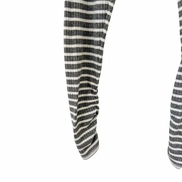 Aerie Gray White Striped Ribbed Ruched Pants Sz M - Image 4