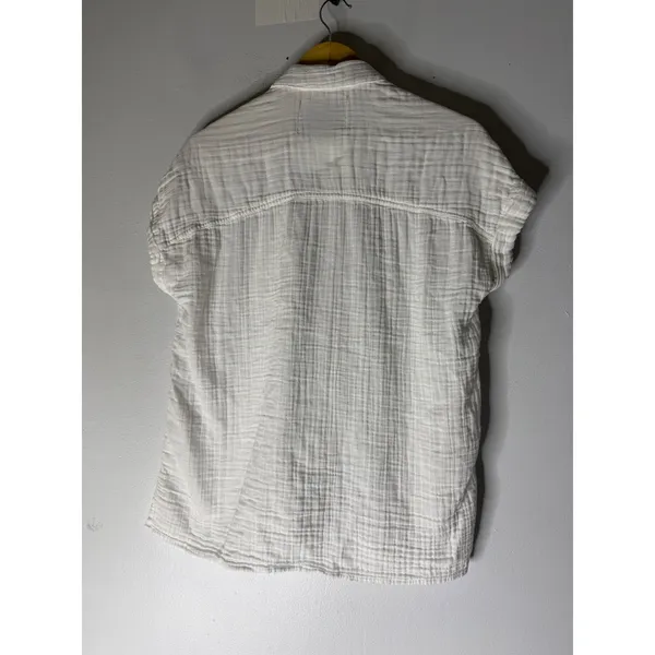 Lola River white short sleeve collar‎ button down cotton gauze medium - Image 2