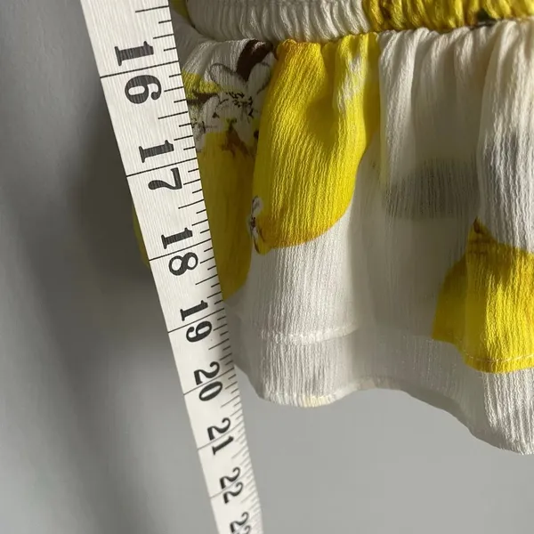 Aqua White Yellow Peplum Tank Top Smocked Lemons Novelty Prep Summer Vacation M‎ - Image 5