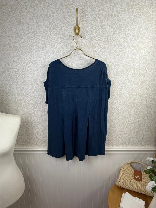 We The Free Navy Oversized Cotton Blend Casual Tee - Size - XS - Image 4