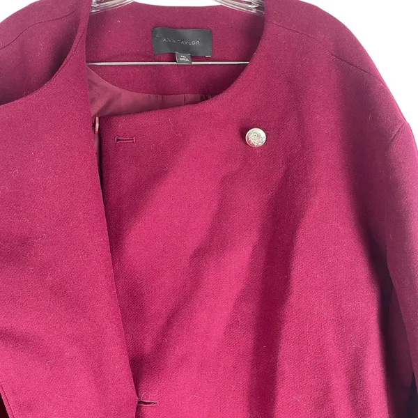 Ann Taylor Tie Waist Balloon Sleeve Wool Blend Coat Mulberry Size XXL - Image 8