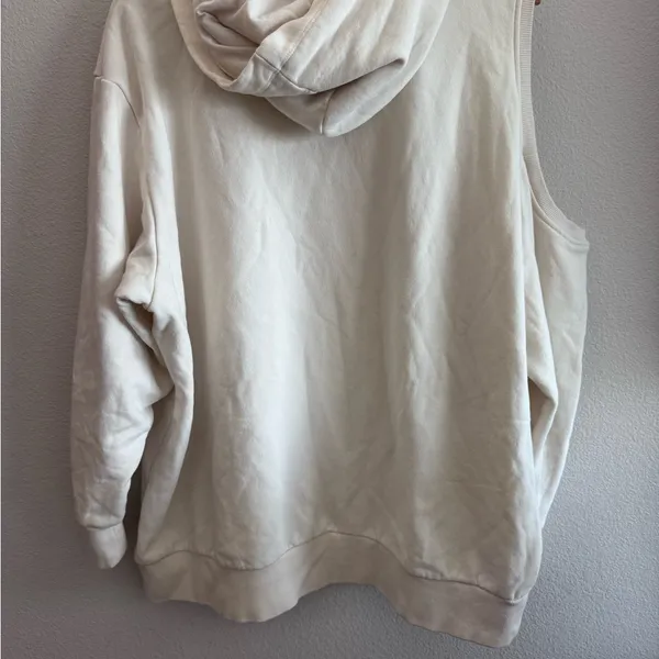 Future Collective One Cold Shoulder Pullover‎ Hoodie Cream Size 1X - Image 4