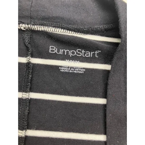 BumpStart Womens Maternity‎ Cardigan Medium Black White Striped Open Front Rayon - Image 2