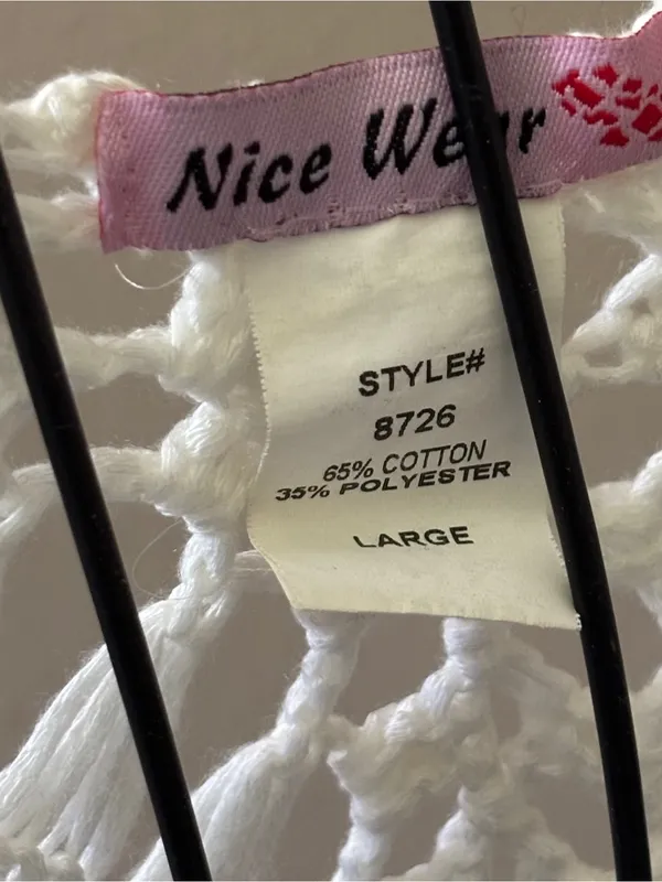 White Crochet-Trim Peasant Top - swim coverup or blouse - Image 3