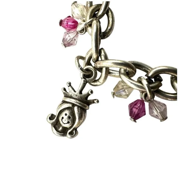 Princess Charm Bracelet Silver Pink Crystal castle Chair heart princess - Image 10