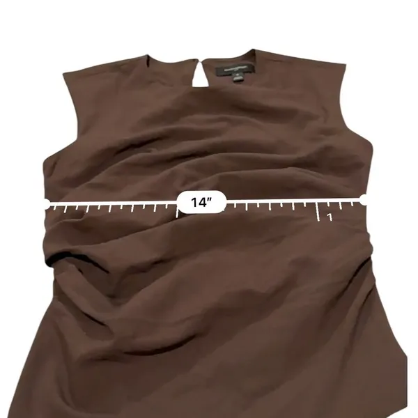 Banana Republic Top Womens 4 Brown Ruched Draped Sleeveless Keyhole Blouse NEW - Image 7