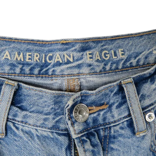 American Eagle Mom Jeans Medium Wash Ripped Straight Leg Jeans Size 4 Short - Image 5