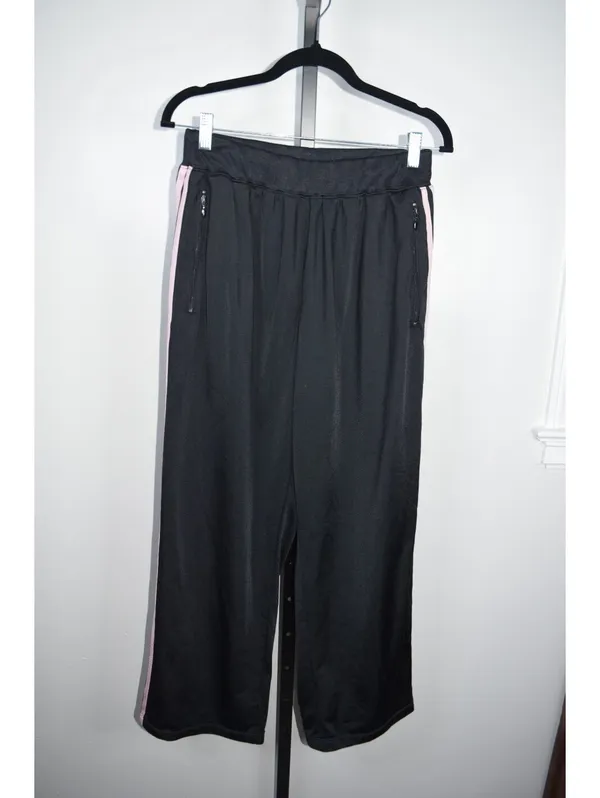 Adidas Track Pants SZ XL Black Pink Stripe Athletic Straight Leg Joggers - Image 7