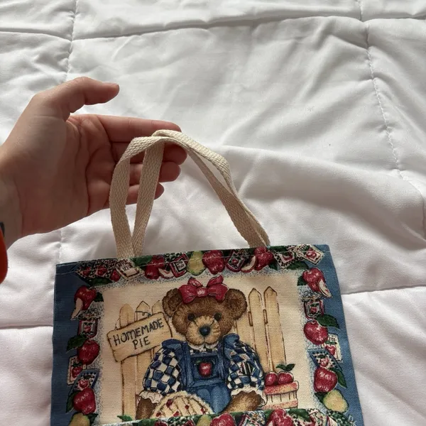 Cottagecore Bear Apple Cookie Bag‎ Mini Purse Recipe Pie Country Western - Image 6