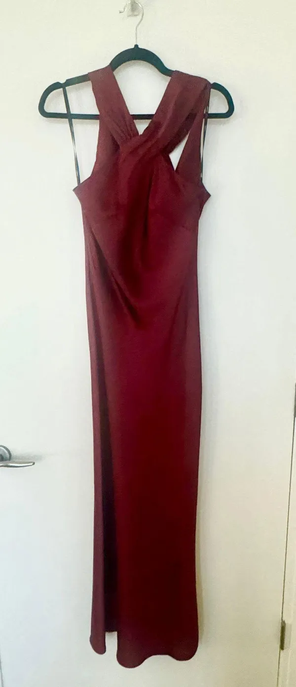 Burgundy Draped twist halter tie back gown Red Size XXS - Image 2