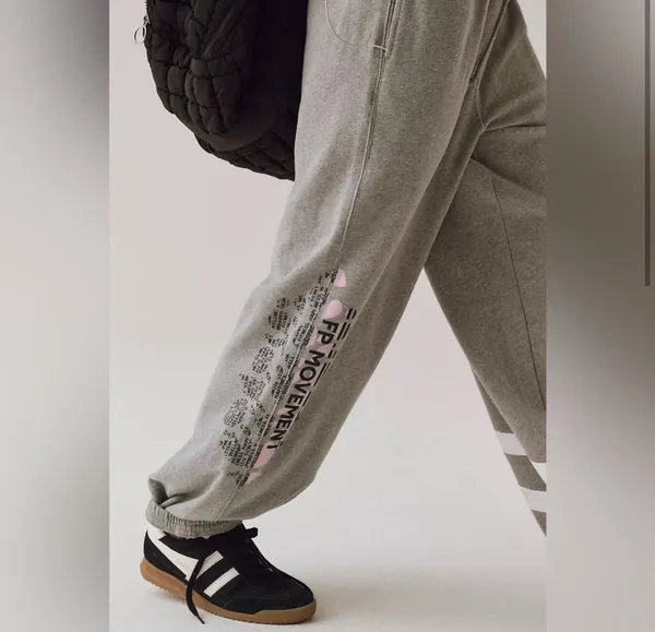 NWT Free People Movement All Star Logo Pants In Heather Gray White Combo $98 MSRP No refunds or cancellation’s - Image 2