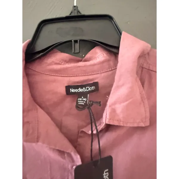 Needle & Cloth Mauve Linen Blend Button Down Shirt Long Sleeve‎ Womens Large NWT - Image 4
