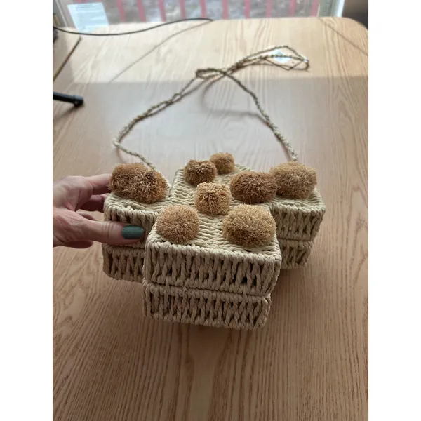New Women’s Savanna Straw Cactus 🌵Handbag👜Purse Snap Closure Natural 7.5”x7.5” - Image 4