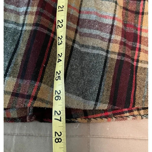 Source Unknown Vintage 60s 70s Wool Plaid Midi Skirt Pleated Preppy Fall Earth Tones Size 32 - Image 14