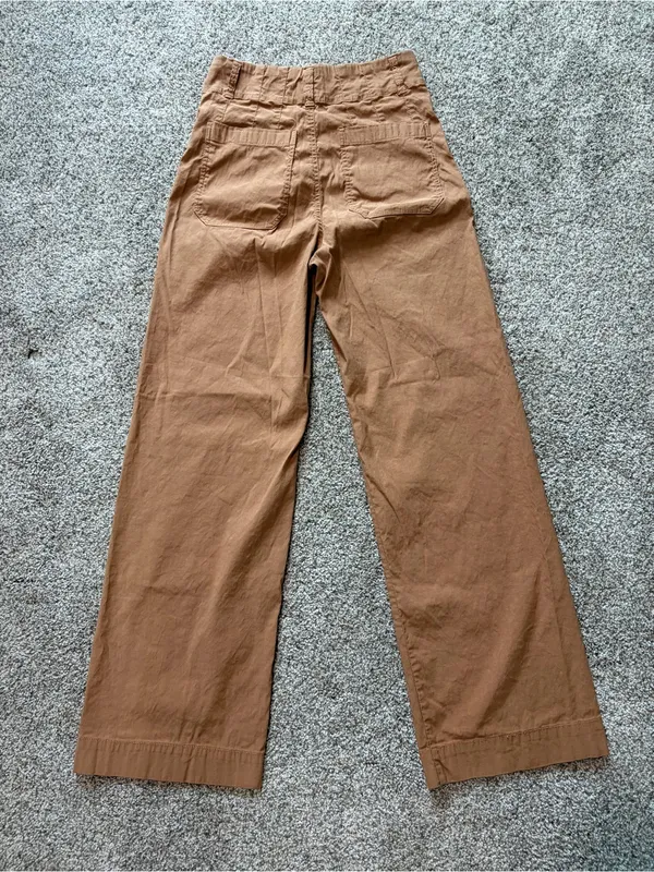 Maeve Colette Linen Blend Wide Leg Full Length Pants Camel High Rise Size 28 - Image 5