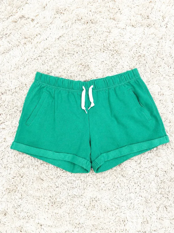 PINK Victoria's Secret Green Lounge Shorts with White Script - Image 2
