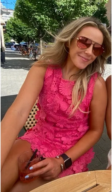 These Three Boutique Lace dress hot pink - Image 2