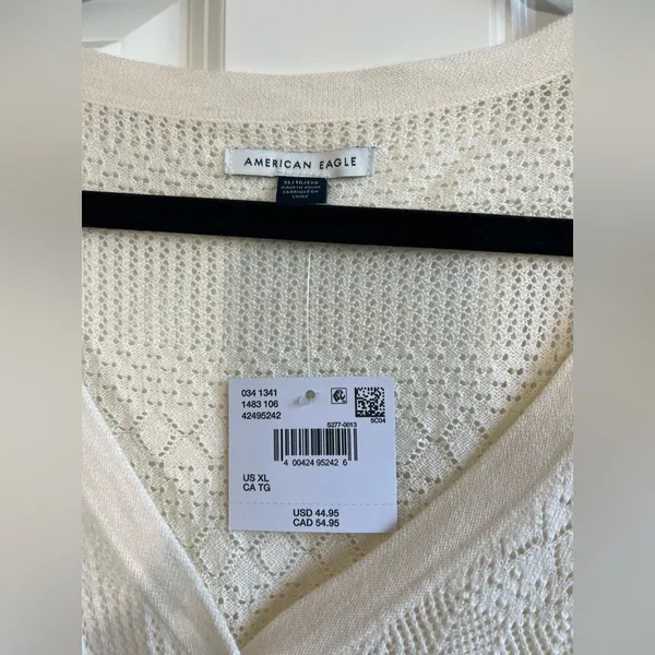 American Eagle Pointelle V-Neck Cardigan - Image 3