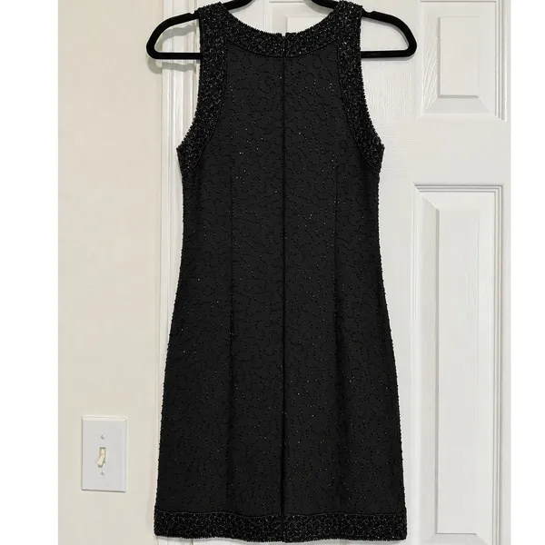 Vintage Laurence Kazar Black Silk Beaded Sequin Cocktail Dress NWT 80s 90s Small - Image 4