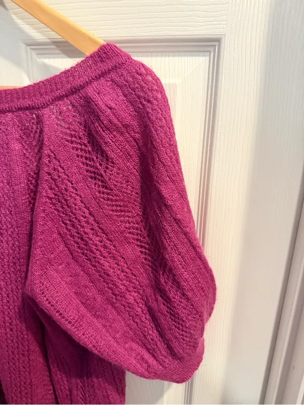 Express Magenta Short Sleeve Knit Mohair Wool Blend Scoop Neck Sweater - Image 8