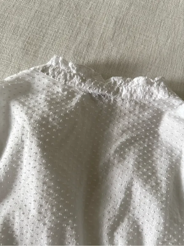J. Crew White Clip Dot Ruffle Trim Popover Blouse - Small - Image 12