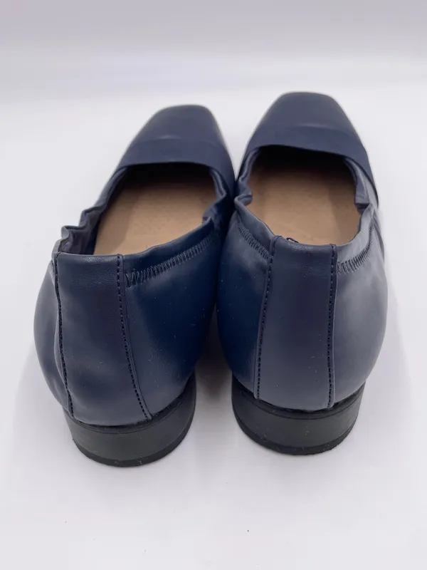 Clarks Women's Tilmont Slip Ballet Flats Size 9 Wide Navy Blue Leather Elastic - Image 7