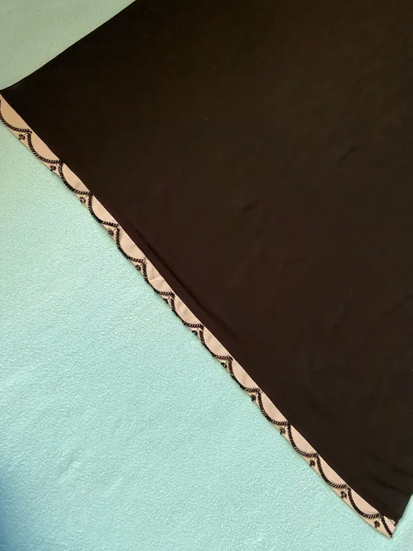 BEADED Scalloped-Edge scarf wrap hijab veil lightweight black gray size 27” X 72 - Image 2