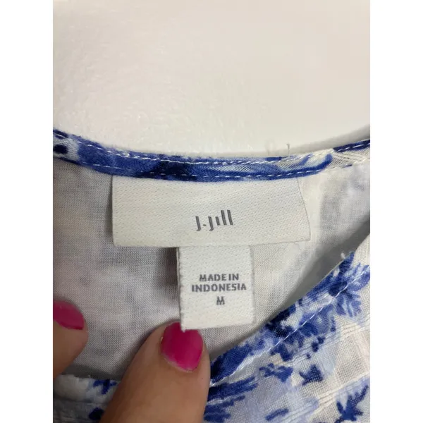 J. Jill Maxi Dress Womens M Blue Floral Cotton Sleeveless Pockets Excellent - Image 5