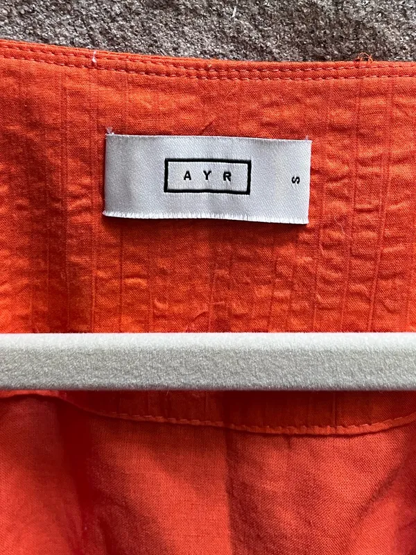 AYR Extra Extra Midi Dress Cara Orange Smocked Waist Tiered Cotton Size Small - Image 6