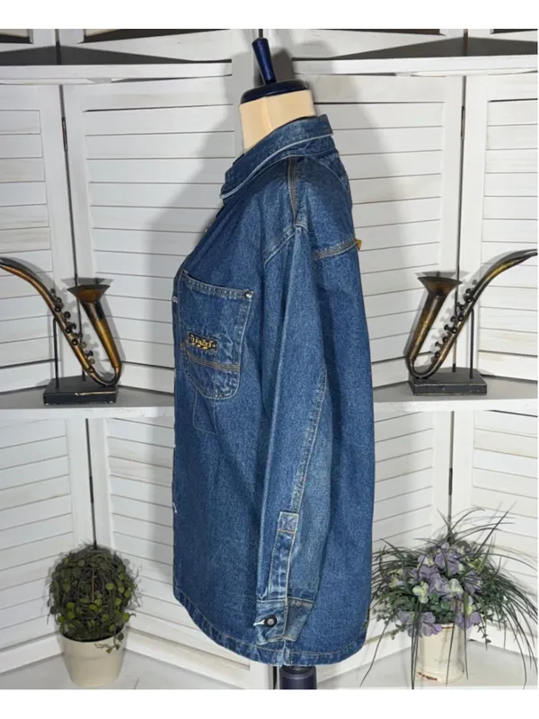 Paco vintage 90s Y2K blue denim jacket shacket grunge rocker biker streetwear M - Image 4